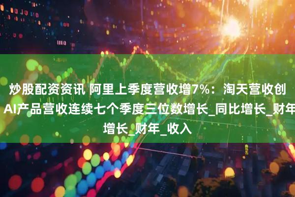 炒股配资资讯 阿里上季度营收增7%：淘天营收创新高，AI产品营收连续七个季度三位数增长_同比增长_财年_收入